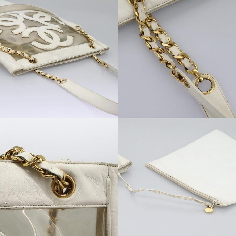 Chanel Vinyl Triple Coco Chain Tote Bag White Gold - Picture 8 of 14